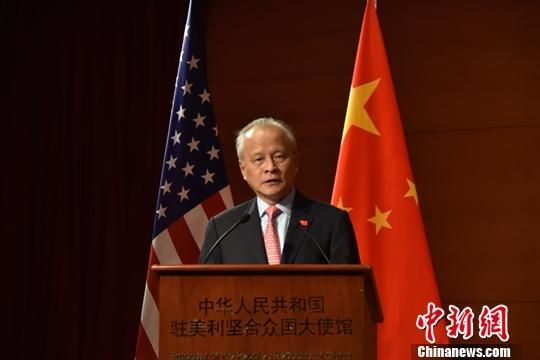 图为中国驻美大使崔天凯致辞。中新社记者 沙晗汀 摄